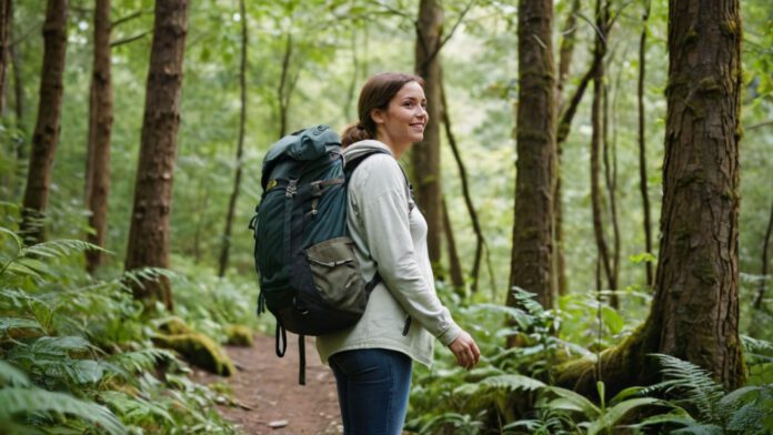 An Image Of A Radiant, Pregnant Woman Confidently Trekking Through A Lush Forest, Equipped With Sturdy Hiking Boots, A Backpack Filled With Essentials, And A Supportive Partner Gently Holding Her Hand, Showcasing The Safety And Joy Of Hiking During Pregnancy