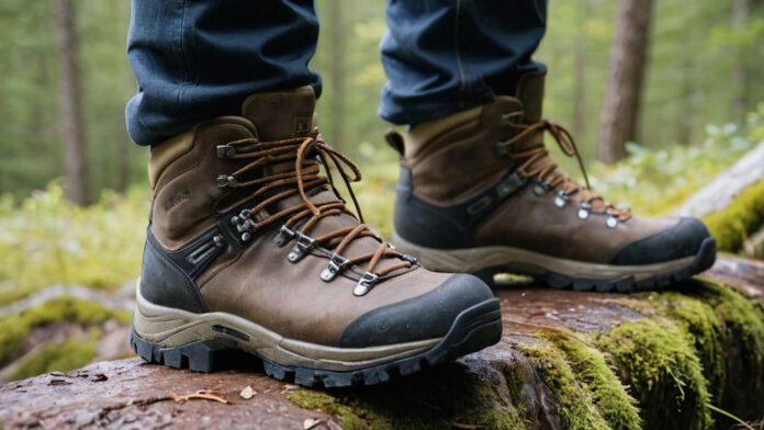 An Image That Showcases A Pair Of Worn-Out Hiking Boots Next To A Brand New Pair, Highlighting The Stark Contrast In Their Appearance. The Worn-Out Boots Show Signs Of Heavy Usage, While The New Boots Exude Durability And Quality